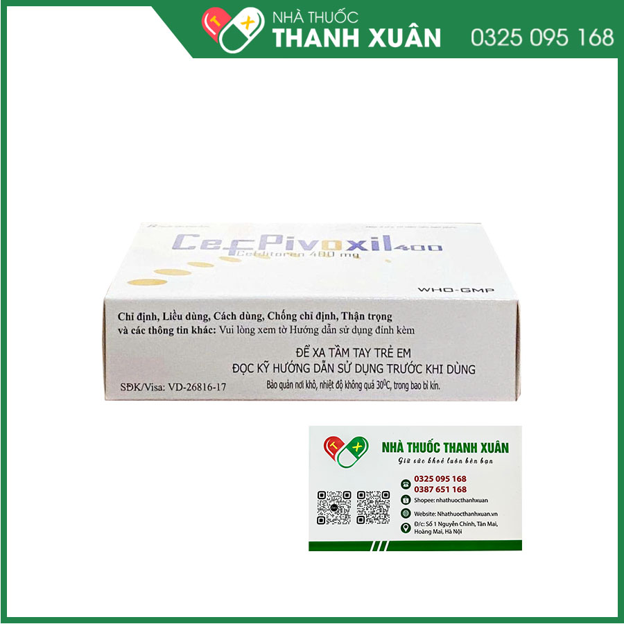 Cefpivoxil 400 điều trị nhiễm khuẩn nhẹ đến trung bình như nhiễm khuẩn đường hô hấp, nhiễm khuẩn da và cấu trúc chưa biến chứng